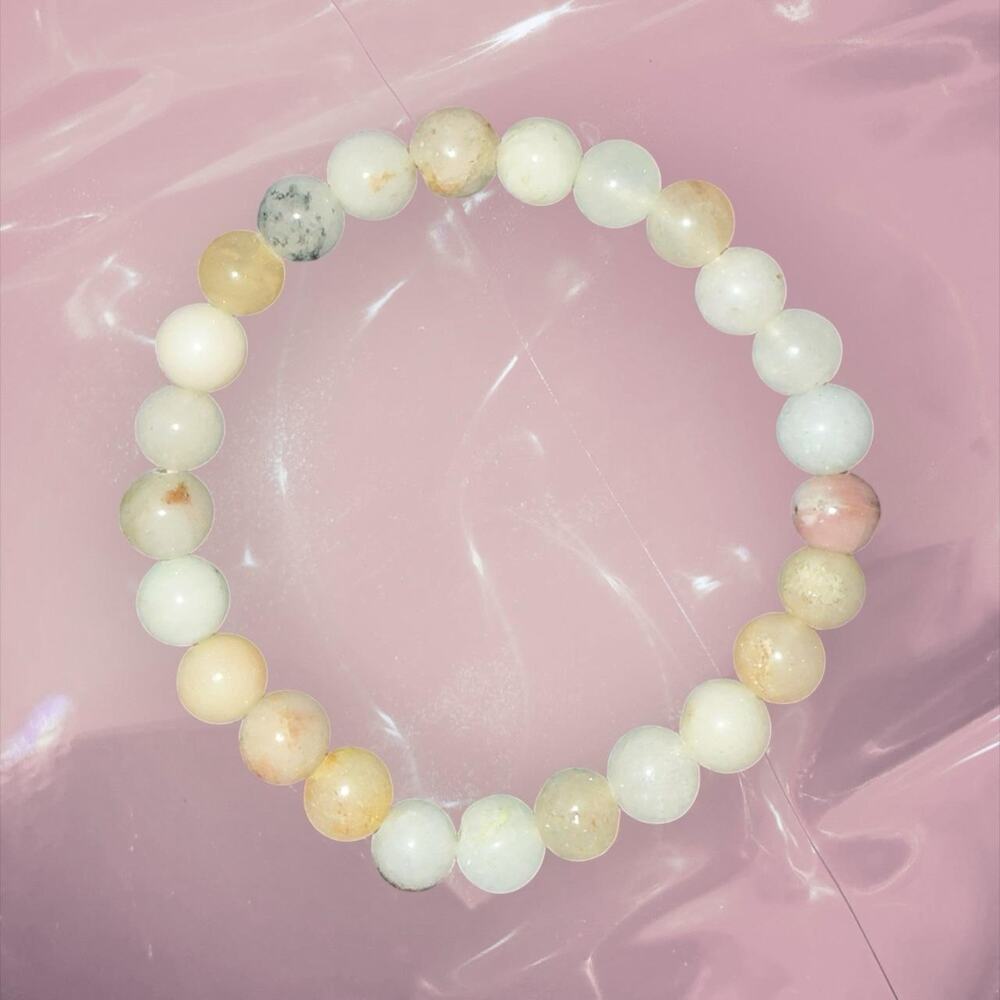 Y2K birthstone pastel beaded elastic bracelet, friendship lucky bracelet